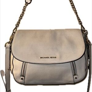 Michael Kors Cream Bedford Legacy Leather Shoulder Bag with Gold Hardware